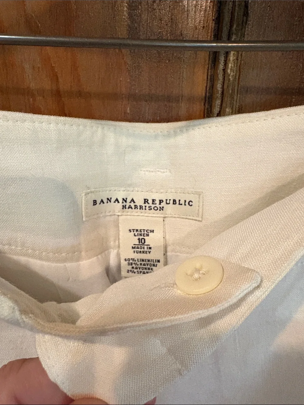 Banana Republic Cream Straight-Leg Dress Pants Linen Lined with Double Button 10